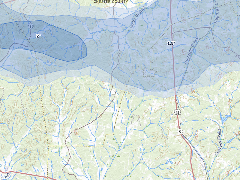 NEXRAD radar-signature map of the hail over Bethel Springs, TN