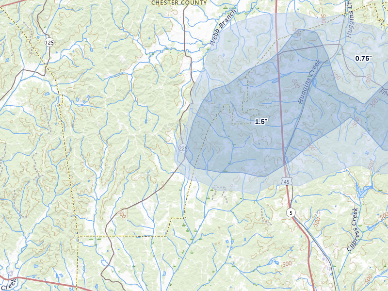 NEXRAD radar-signature map of the hail storm over Bethel Springs, TN on Jul 3, 2026