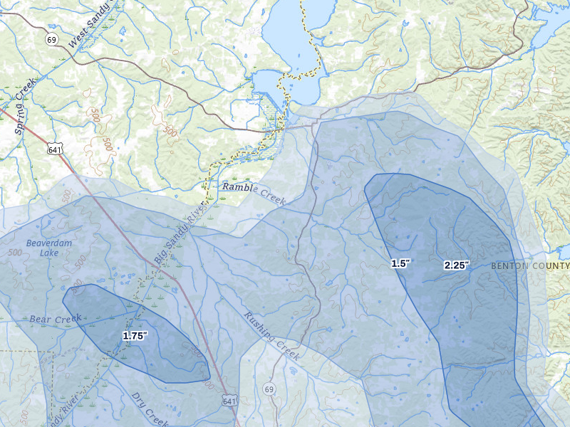 NEXRAD radar-signature map of the hail over Big Sandy, TN