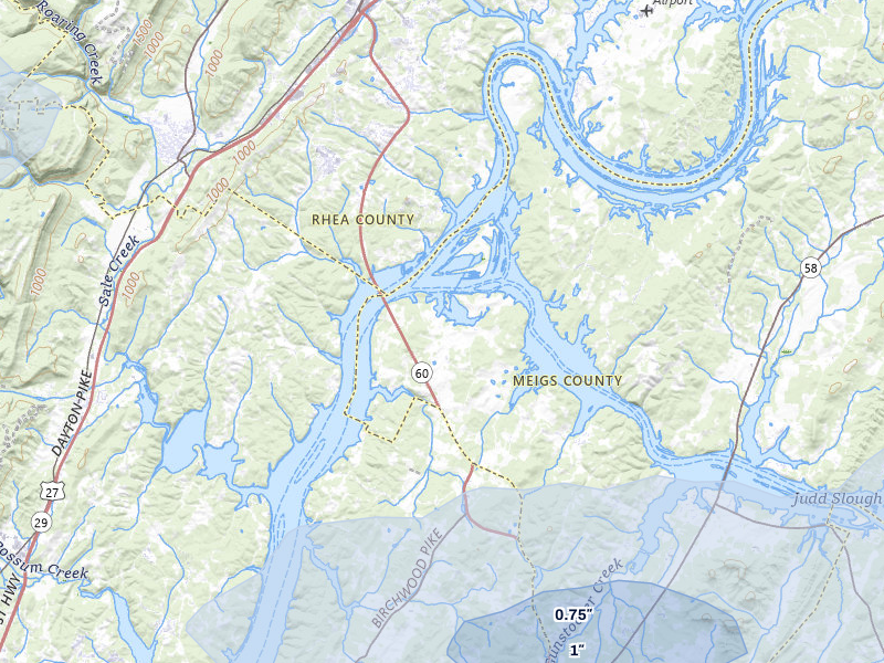 NEXRAD radar-signature map of the hail storm over Birchwood, TN on Aug 17, 2026