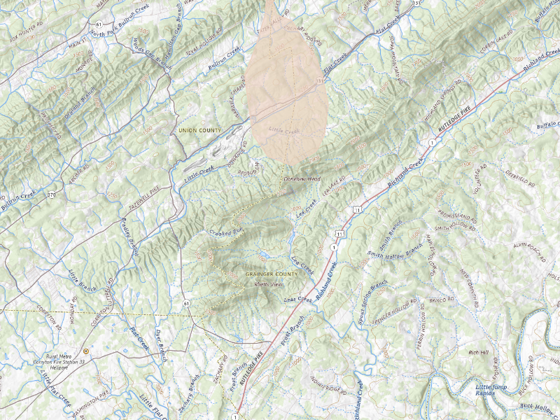 Radar-estimated hail-size map of the storm over Blaine, TN