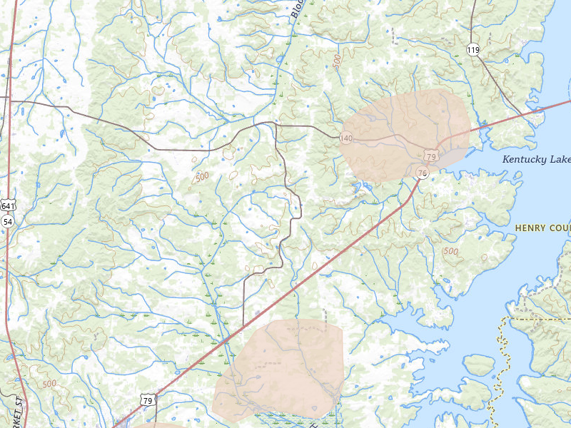 Radar-estimated hail-size map of the storm over Buchanan, TN on Jul 5, 2026