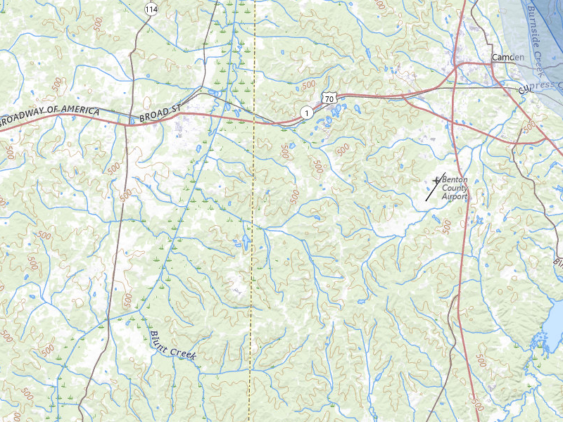 NEXRAD radar-signature map of the hail storm over Camden, TN on Jul 3, 2026