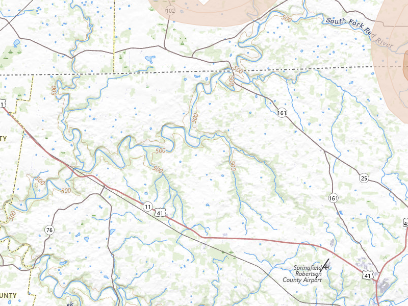 Radar-estimated hail-size map of the storm over Cedar Hill, TN on Jul 3, 2026