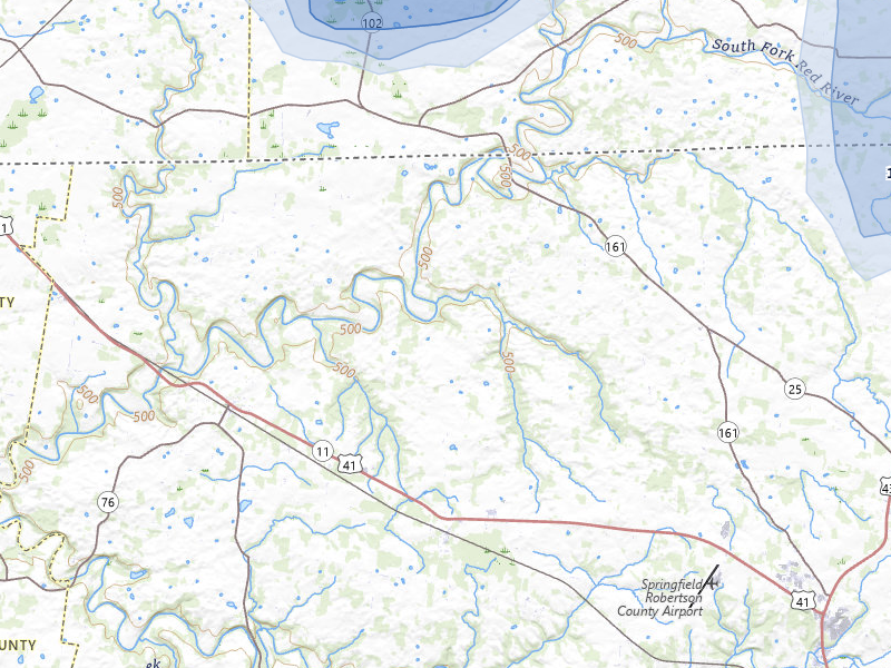 NEXRAD radar-signature map of the hail storm over Cedar Hill, TN on Jul 3, 2026
