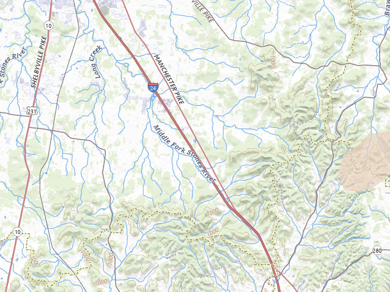 Radar-estimated hail-size map of the storm over Christiana, TN on Jul 11, 2026