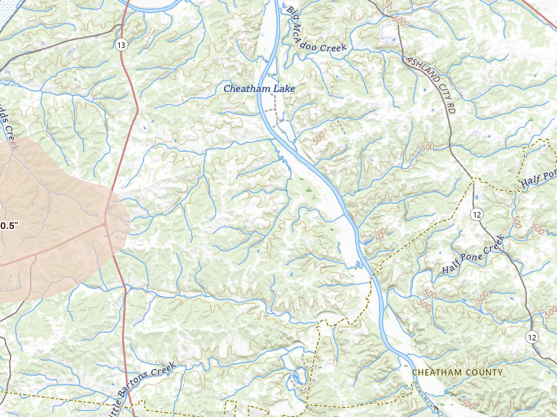 Radar-estimated hail-size map of the storm over Clarksville, TN on Jul 5, 2026