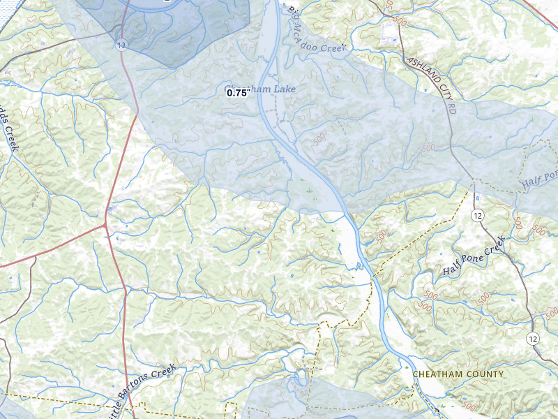 NEXRAD radar-signature map of the hail over Clarksville, TN