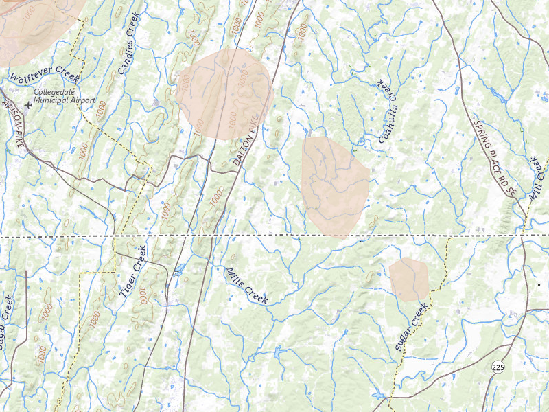 Radar-estimated hail-size map of the storm over Cleveland, TN on Aug 7, 2026
