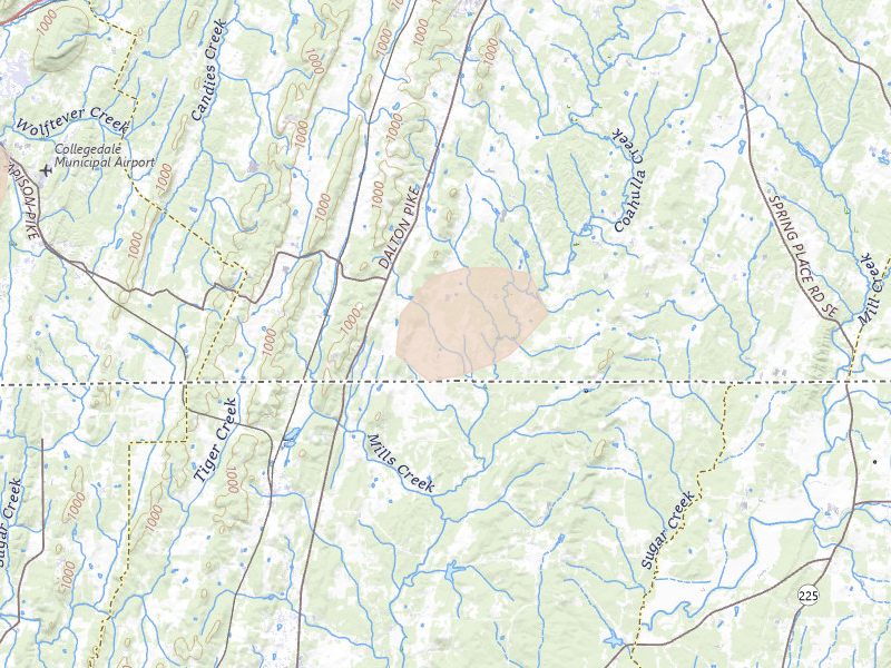 Radar-estimated hail-size map of the storm over Cleveland, TN on Aug 17, 2026