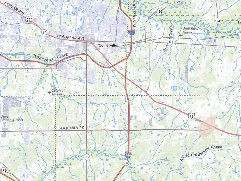 Radar-estimated hail-size map of the storm over Collierville, TN on Apr 28, 2026