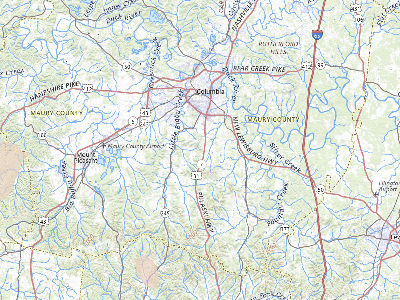 Radar-estimated hail-size map of the storm over Columbia, TN on Apr 27, 2026