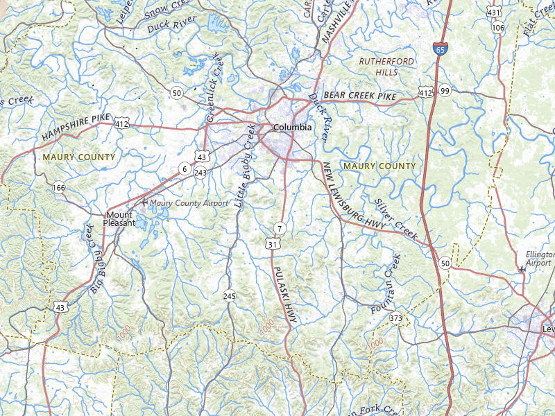 Radar-estimated hail-size map of the storm over Columbia, TN on Jul 2, 2026