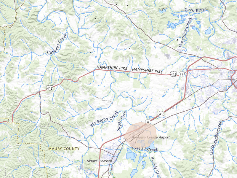 Radar-estimated hail-size map of the storm over Columbia, TN on Aug 26, 2026