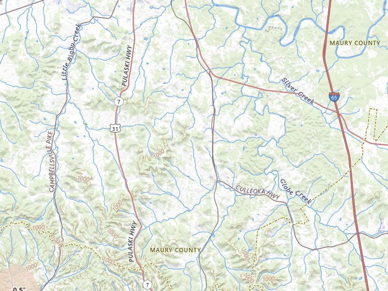 Radar-estimated hail-size map of the storm over Culleoka, TN on Apr 27, 2026