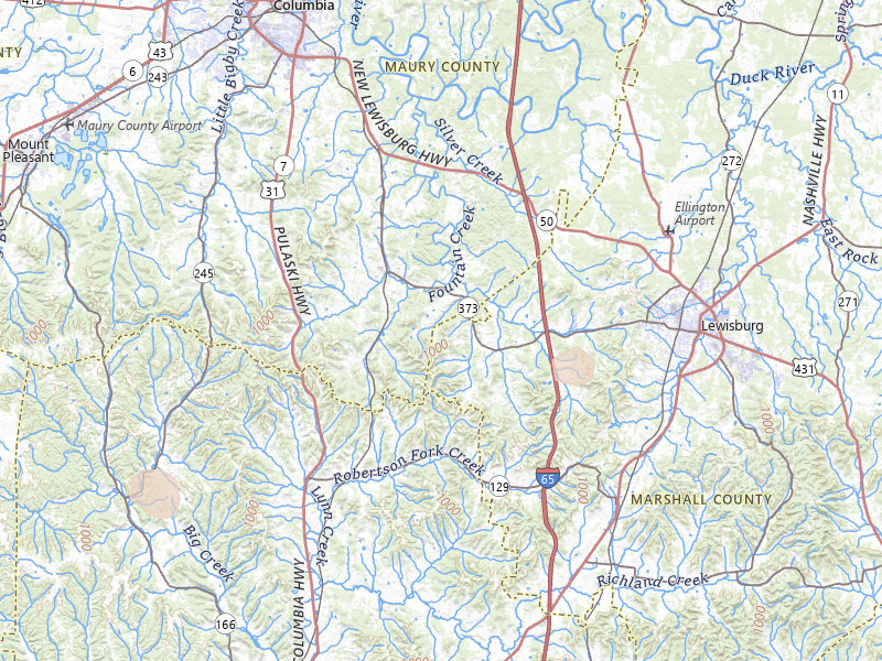 Radar-estimated hail-size map of the storm over Culleoka, TN on Jul 19, 2026