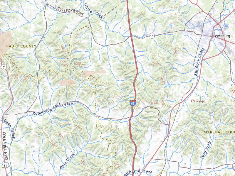 Radar-estimated hail-size map of the storm over Culleoka, TN on Aug 20, 2026