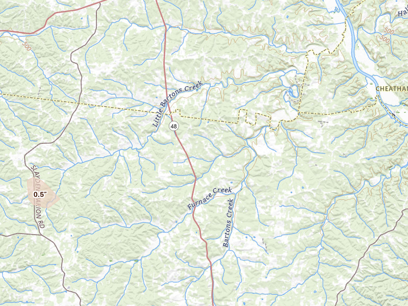 Radar-estimated hail-size map of the storm over Cumberland Furnace, TN on May 31, 2026