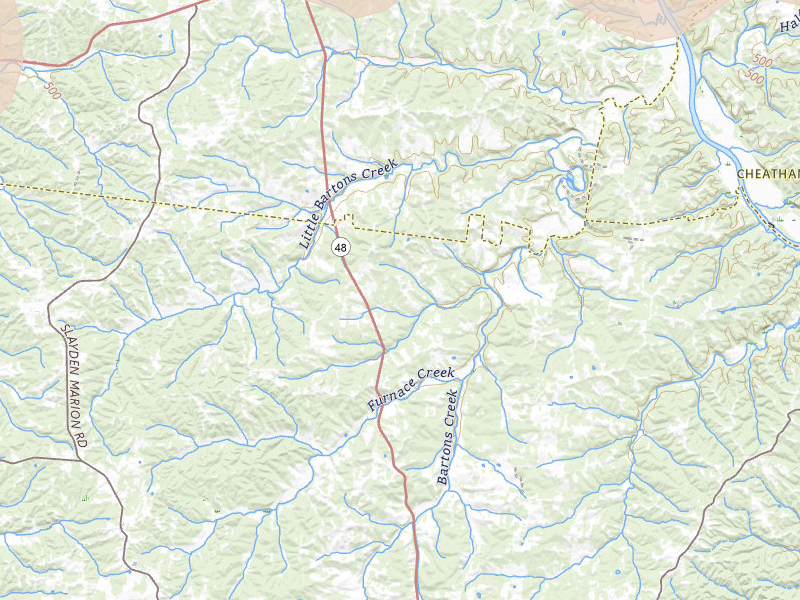 Radar-estimated hail-size map of the storm over Cumberland Furnace, TN on Jul 2, 2026