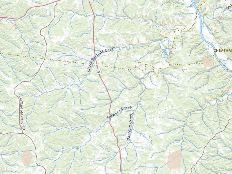 Radar-estimated hail-size map of the storm over Cumberland Furnace, TN on Jul 3, 2026