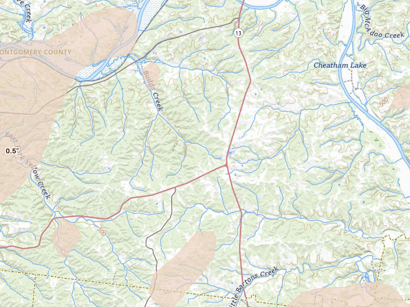 Radar-estimated hail-size map of the storm over Cunningham, TN on Apr 27, 2026