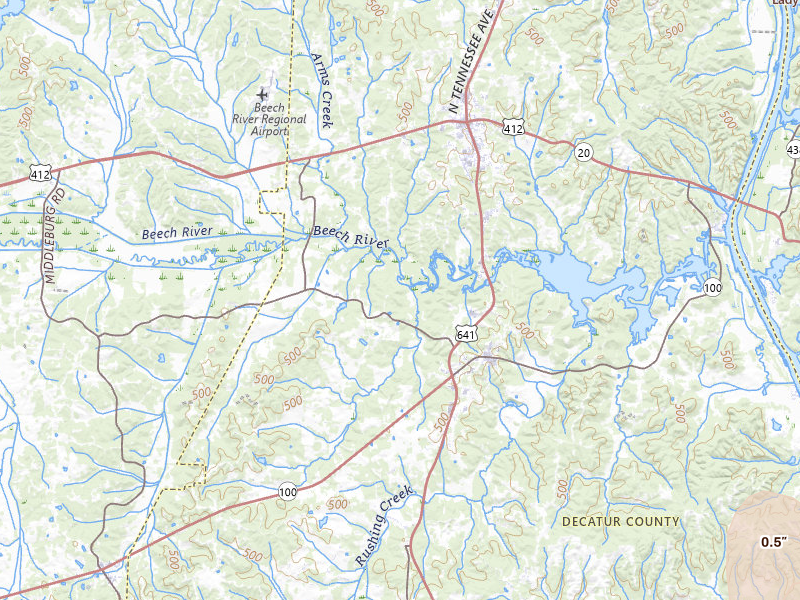 Radar-estimated hail-size map of the storm over Decaturville, TN on Jun 1, 2026