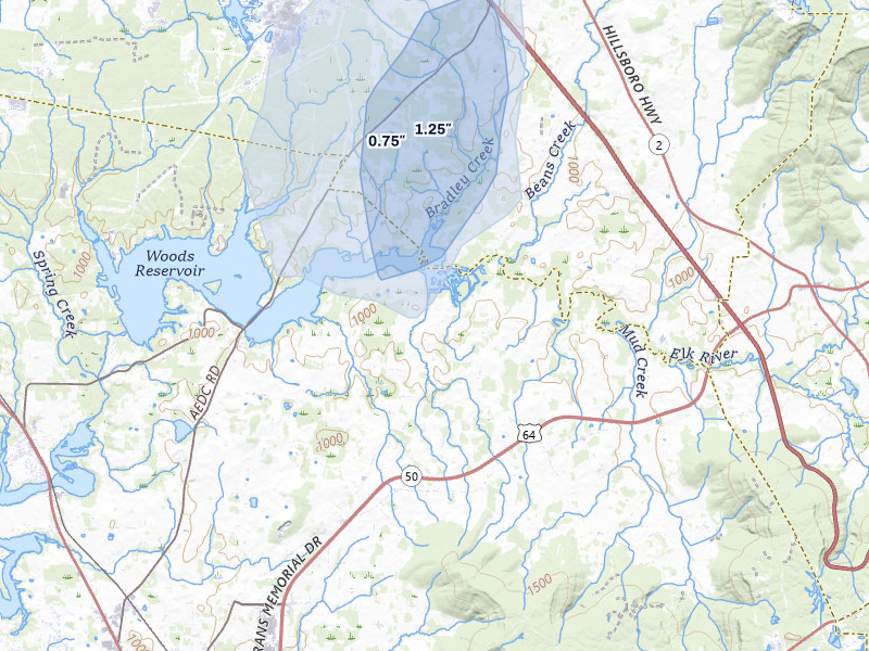 NEXRAD radar-signature map of the hail over Decherd, TN
