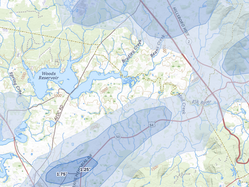 NEXRAD radar-signature map of the hail storm over Decherd, TN on Jul 3, 2026