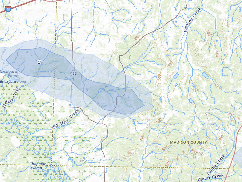 NEXRAD radar-signature map of the hail over Denmark, TN