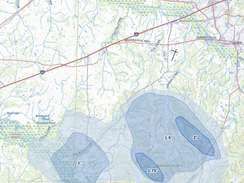 NEXRAD radar-signature map of the hail storm over Denmark, TN on Aug 20, 2026