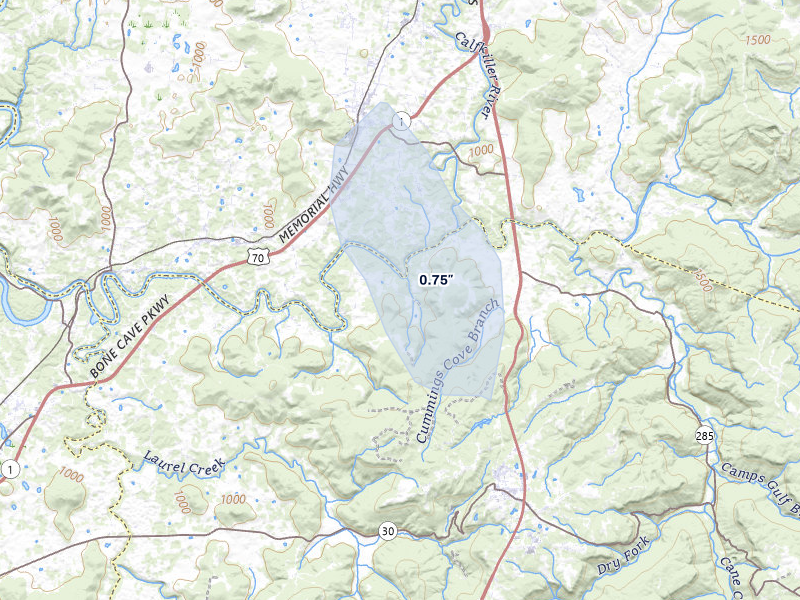 NEXRAD radar-signature map of the hail storm over Doyle, TN on Apr 25, 2026