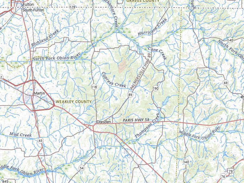Radar-estimated hail-size map of the storm over Dresden, TN on Jul 8, 2026