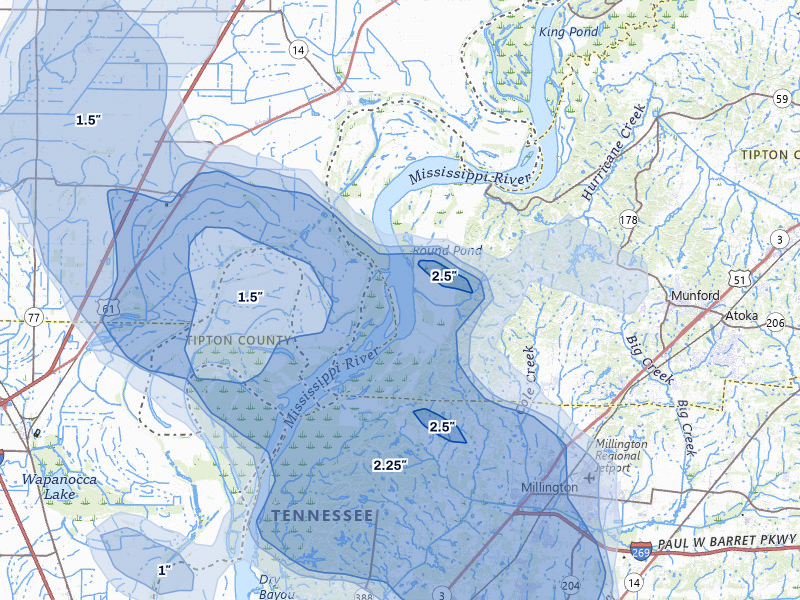 NEXRAD radar-signature map of the hail storm over Drummonds, TN on Apr 27, 2026
