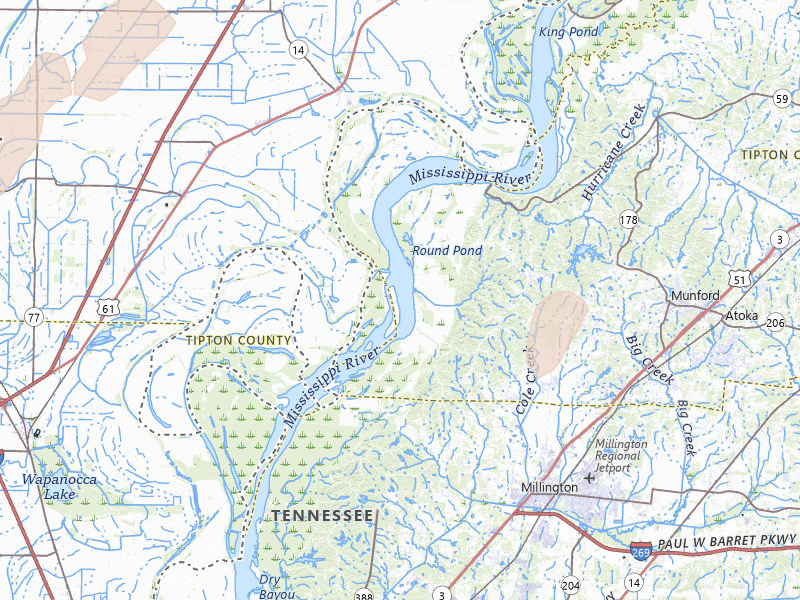 Radar-estimated hail-size map of the storm over Drummonds, TN on Apr 28, 2026