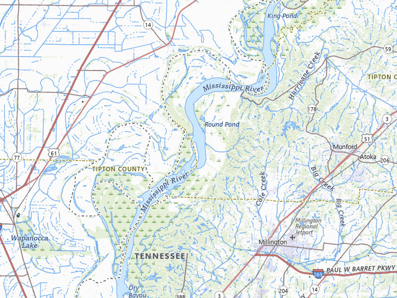 Radar-estimated hail-size map of the storm over Drummonds, TN on Jul 11, 2026