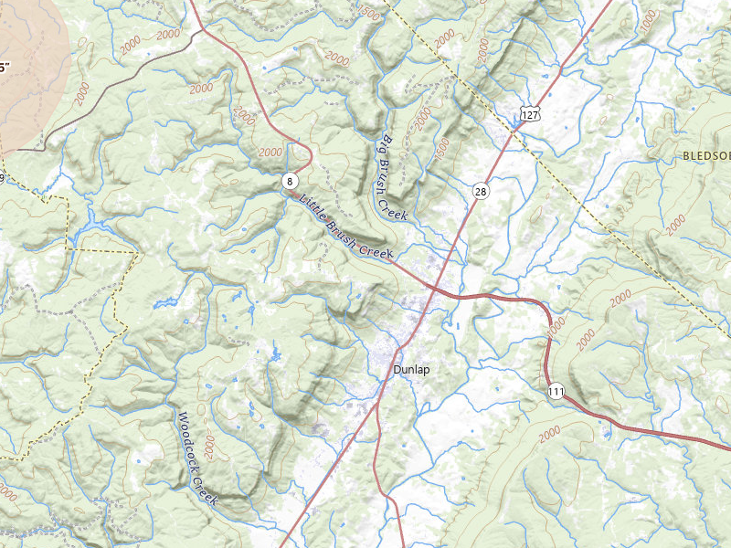 Radar-estimated hail-size map of the storm over Dunlap, TN on Jul 3, 2026