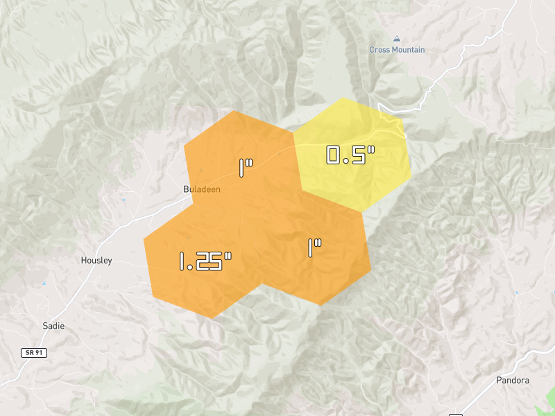 Hail map of Elizabethton, TN on Jul 3, 2026, hail up to 1.25"
