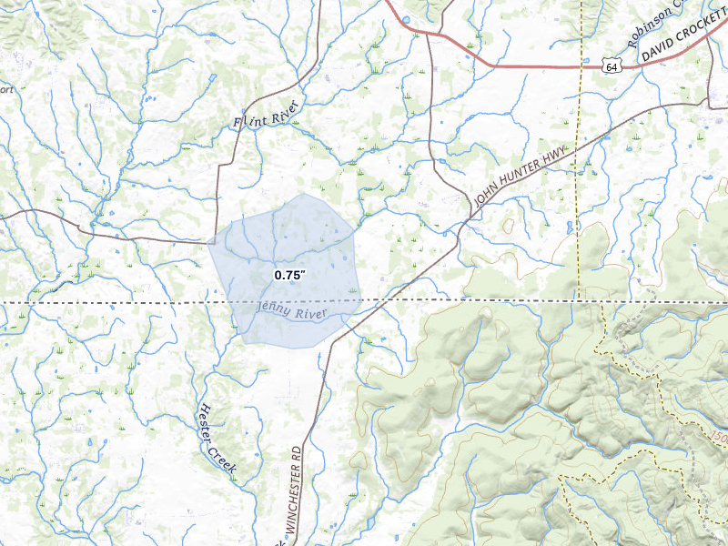 NEXRAD radar-signature map of the hail storm over Elora, TN on May 6, 2026
