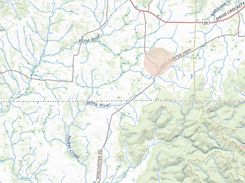 Radar-estimated hail-size map of the storm over Elora, TN on May 20, 2026