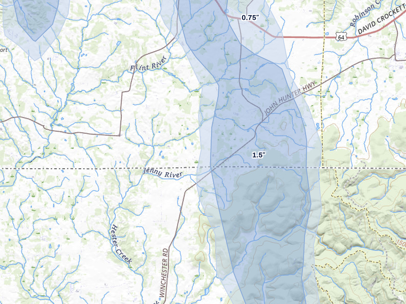 NEXRAD radar-signature map of the hail storm over Elora, TN on May 31, 2026