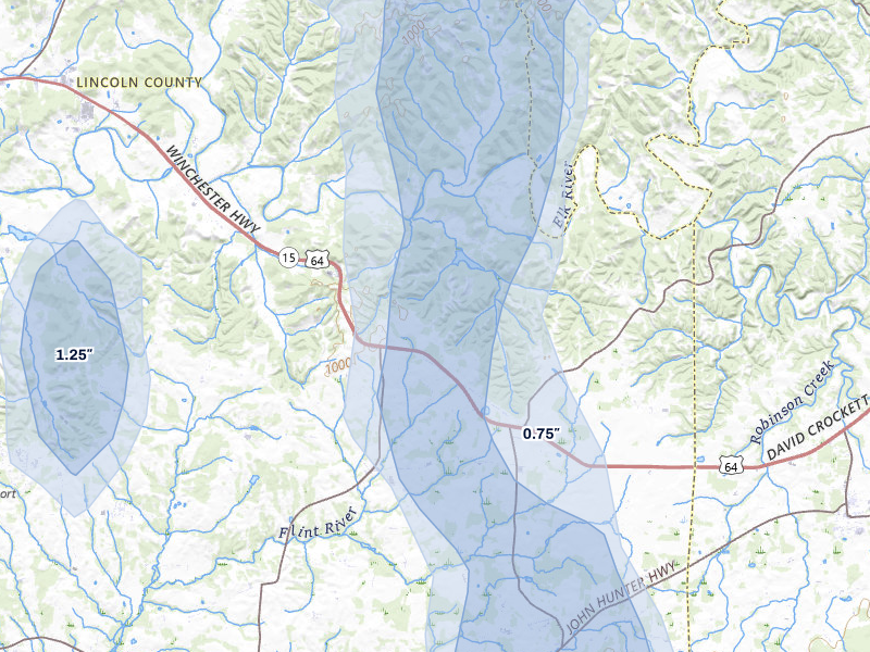 NEXRAD radar-signature map of the hail storm over Flintville, TN on May 31, 2026