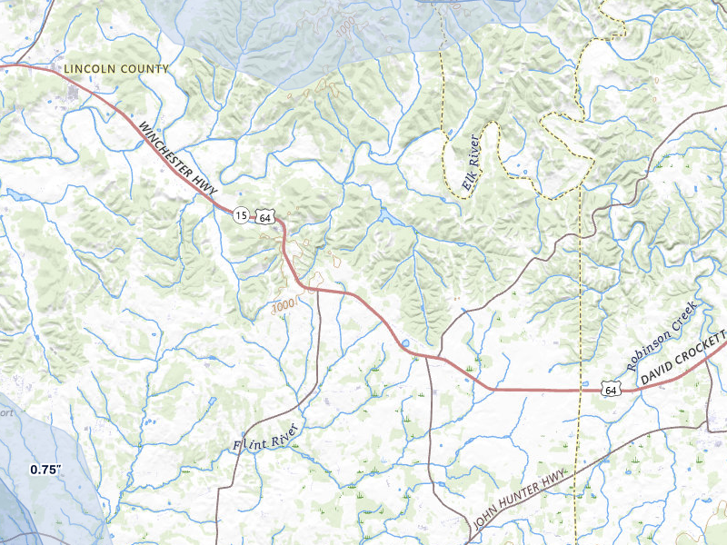 NEXRAD radar-signature map of the hail storm over Flintville, TN on Jul 3, 2026