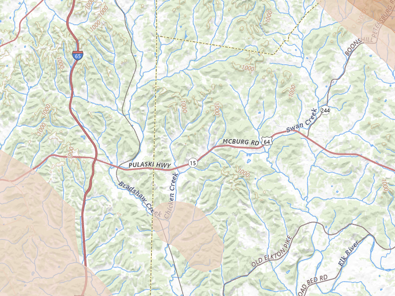 Radar-estimated hail-size map of the storm over Frankewing, TN on Jun 1, 2026