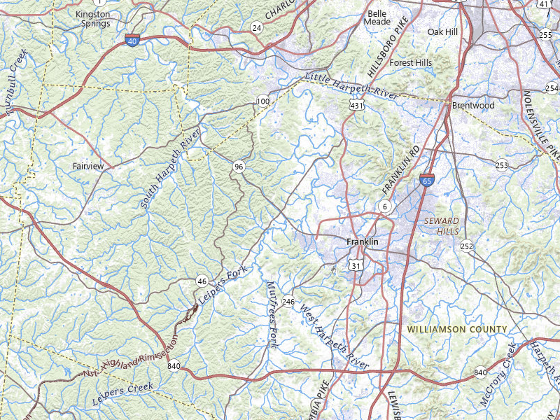 NEXRAD radar-signature map of the hail over Franklin, TN