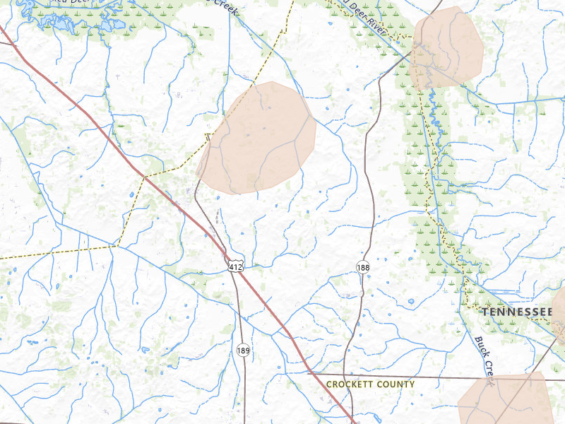 Radar-estimated hail-size map of the storm over Friendship, TN on Apr 27, 2026