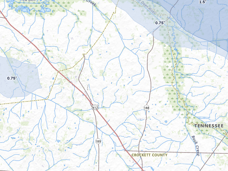 NEXRAD radar-signature map of the hail storm over Friendship, TN on Jul 11, 2026