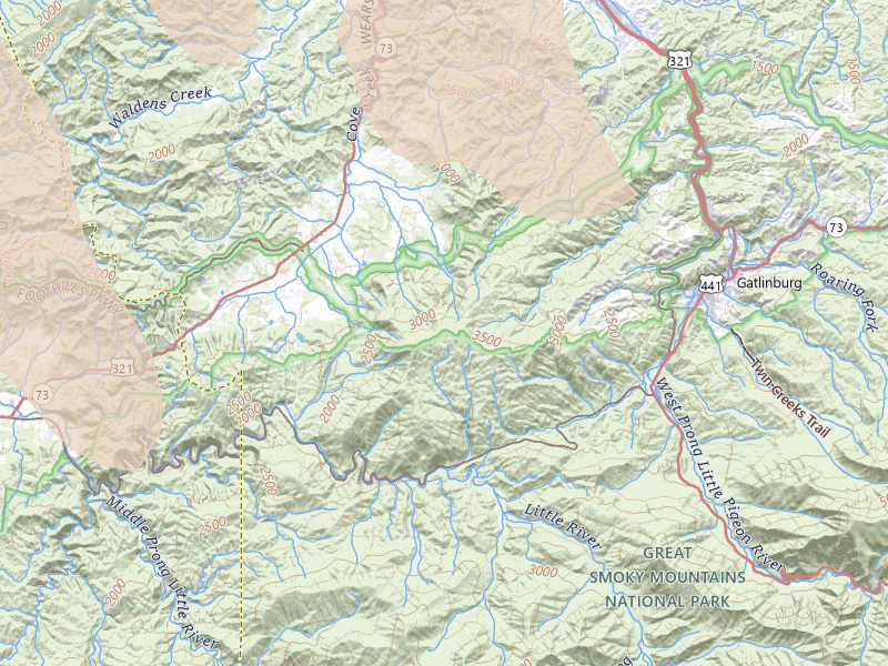 Radar-estimated hail-size map of the storm over Gatlinburg, TN on Jul 28, 2026