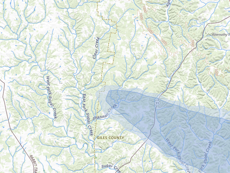NEXRAD radar-signature map of the hail storm over Goodspring, TN on Jun 1, 2026