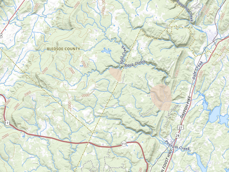 Radar-estimated hail-size map of the storm over Graysville, TN on Jul 3, 2026