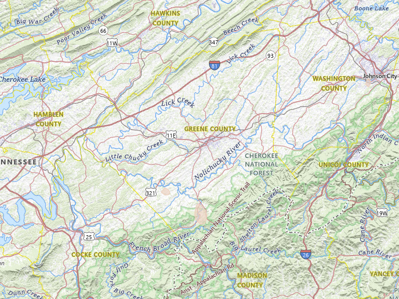 Radar-estimated hail-size map of the storm over Greeneville, TN on Aug 2, 2026